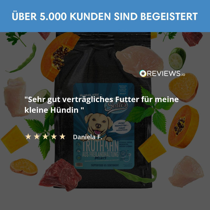 Probe Trockenfutter Freilandtruthahn - Minis | kleine Rassen 100g - Solli&